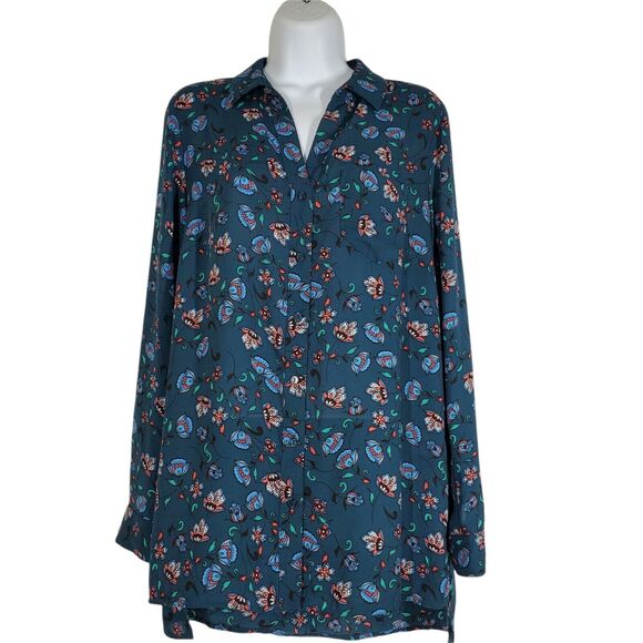 The Limited Womens Blouse Medium Long Sleeve Hi Lo Boho Button Up Lightweight - Picture 1 of 7
